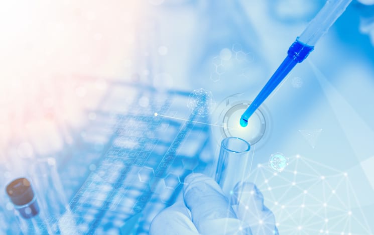 Scientist with laboratory background and concept.