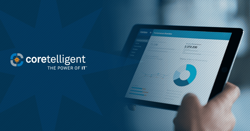 Coretelligent logo & professional using a tablet