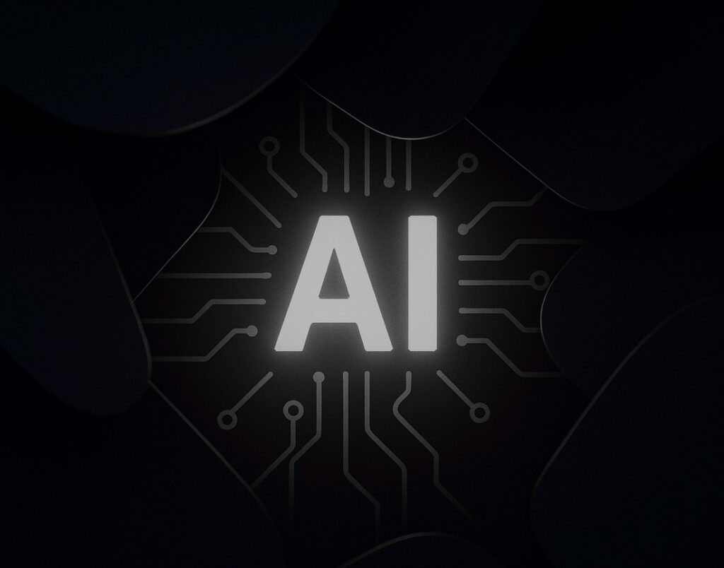 Abstract illustration of artificial intelligence hidden in shadows representing shadow AI risks in organizations.