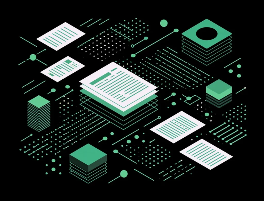 Abstract security visual — padlock icon over network grid, dark gradient with green accent.